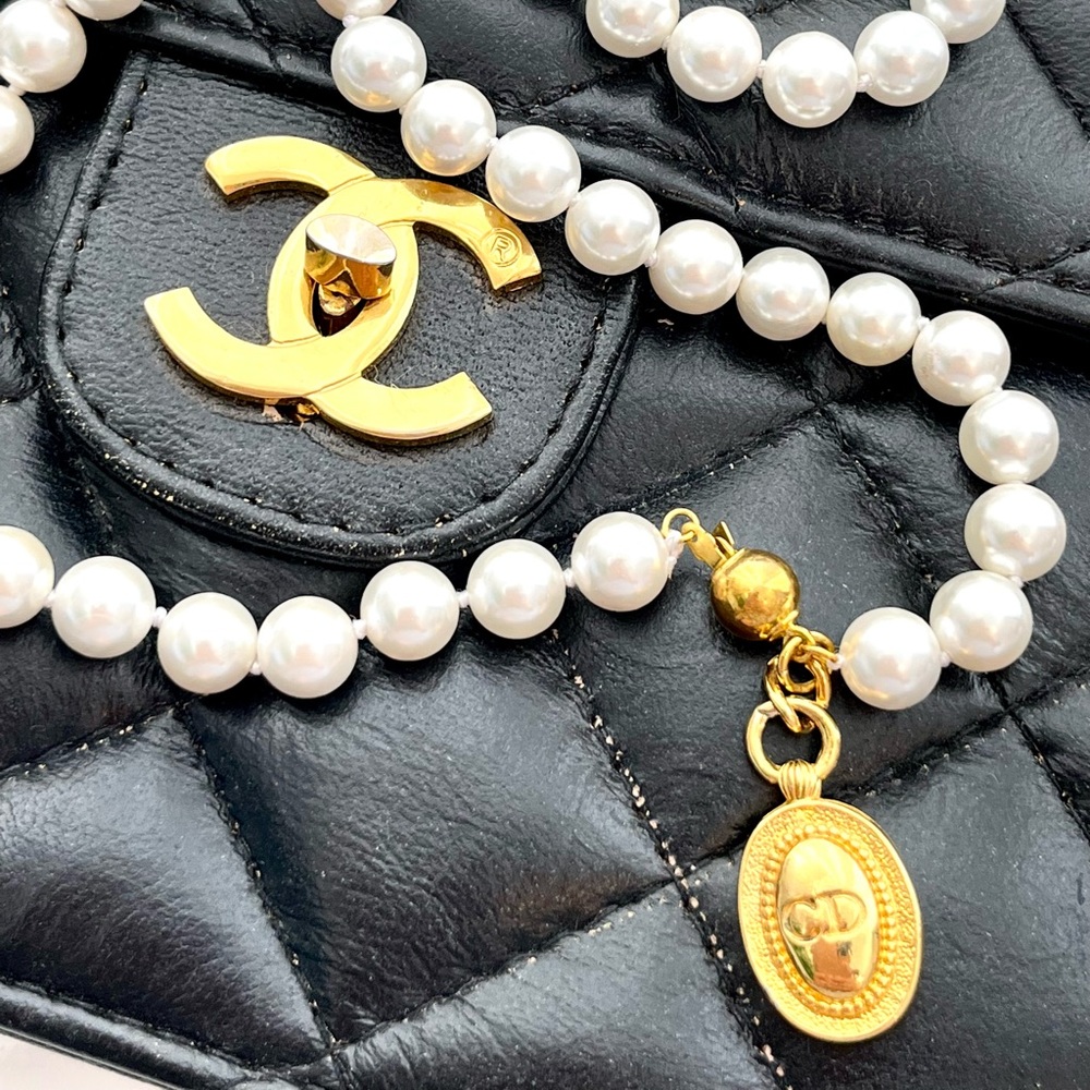 Vintage Christian Dior Glass Faux Pearl Strand